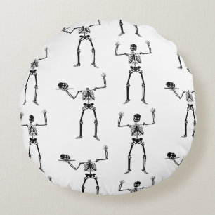 Halloween Skeletons, Trick Or Treat, Boo Round Cushion