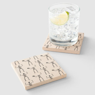 Halloween Skeletons, Trick Or Treat, Boo Stone Coaster