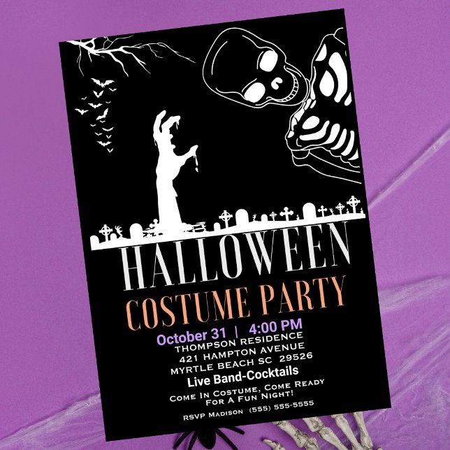  Halloween Skelton Graveyard Costume Party  Invitation (Creator Uploaded)