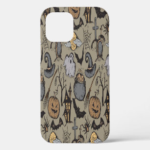 Halloween Sketch: Vintage Seamless iPhone 12 Case
