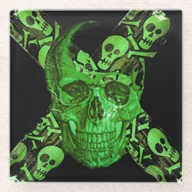 Halloween Skull #2 Glass Coaster (Front)