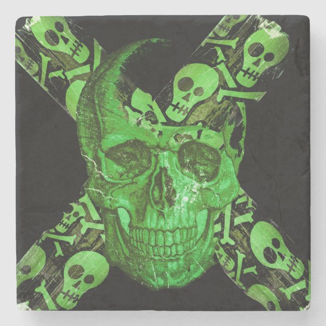 Halloween Skull #2 Stone Coaster (Front)