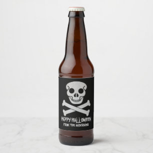 Halloween Skull and Bones Beer Bottle Label Set