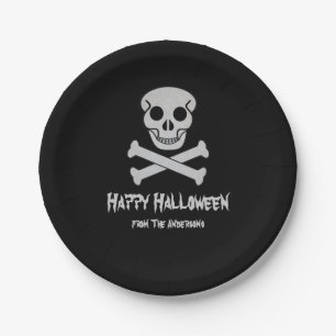 Halloween Skull and Bones Paper Plates