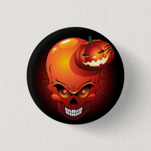 Halloween Skull and Pumpkin 3 Cm Round Badge