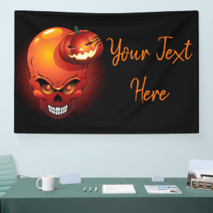 Halloween Skull and Pumpkin Banner