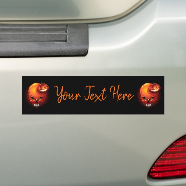 Halloween Skull and Pumpkin   Bumper Sticker (On Car)