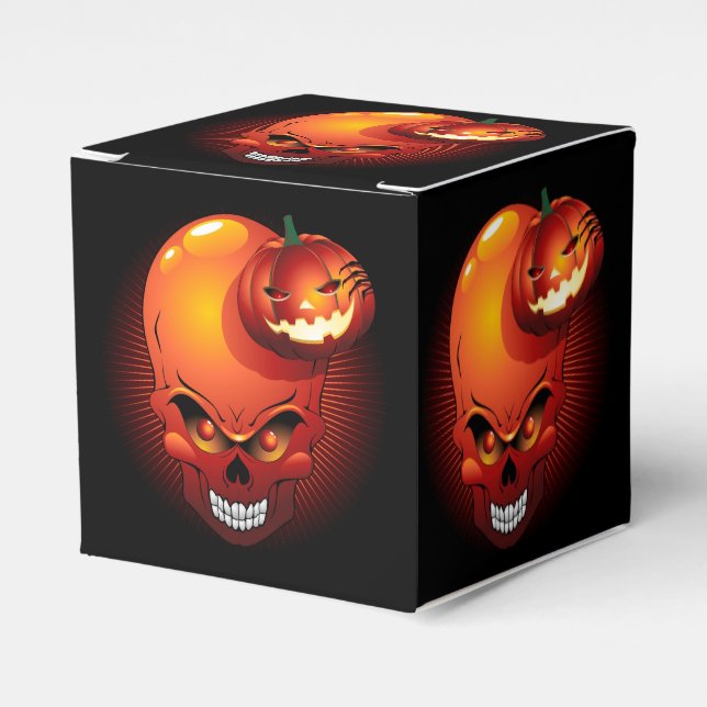 Halloween Skull and Pumpkin   Favour Box (Front Side)