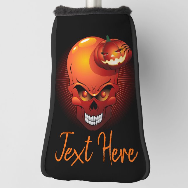 Halloween Skull and Pumpkin Golf Head Cover (Rotate 90)