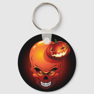 Halloween Skull and Pumpkin   Key Ring