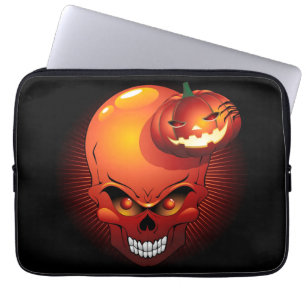 Halloween Skull and Pumpkin   Laptop Sleeve