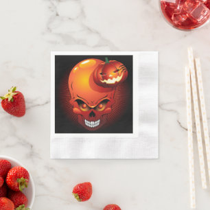 Halloween Skull and Pumpkin Napkin