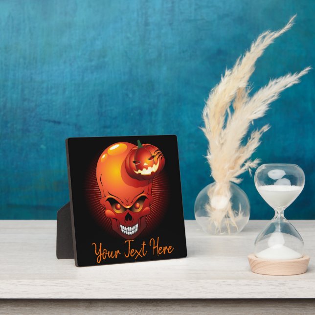 Halloween Skull and Pumpkin   Plaque (Insitu)