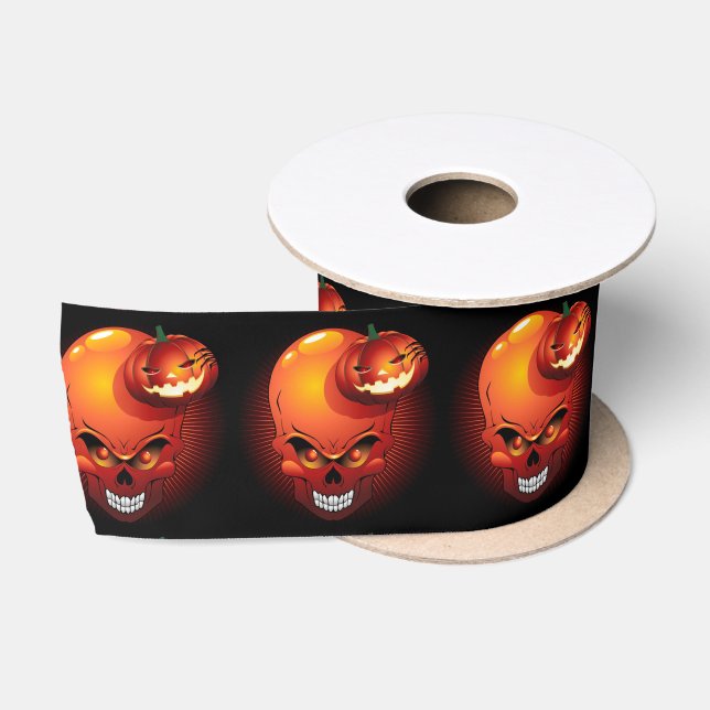 Halloween Skull and Pumpkin   Satin Ribbon (Spool)