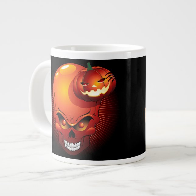 Halloween Skull and Pumpkin Speciality Mug (Front Left)