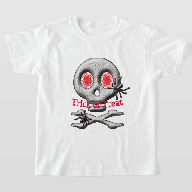 Halloween Skull and Spiders T-Shirt (Laydown)