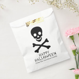 Halloween skull black white custom treat favour bags