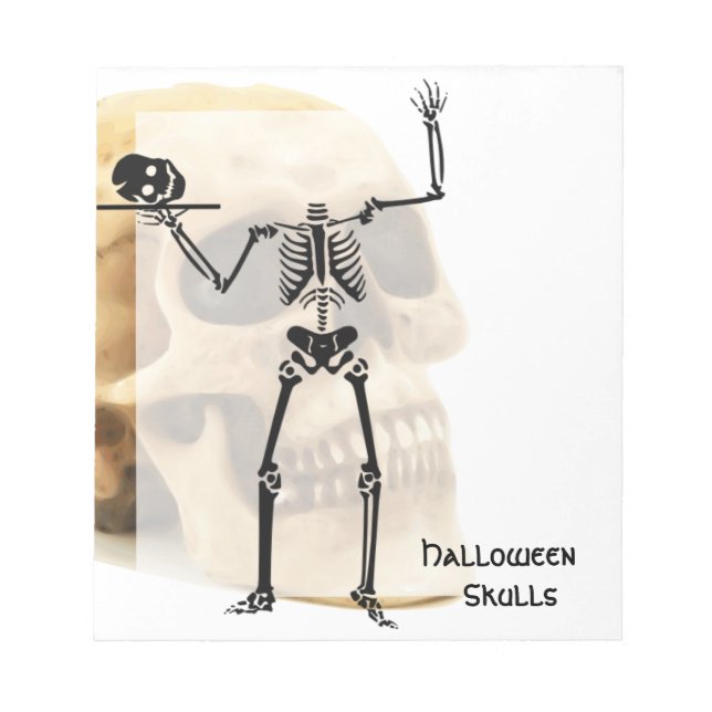 Halloween Skull Bone Skeleton Notepad (Front)