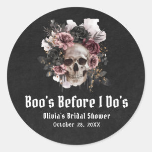 Halloween Skull Boo's Before I Do's Bridal Shower Classic Round Sticker