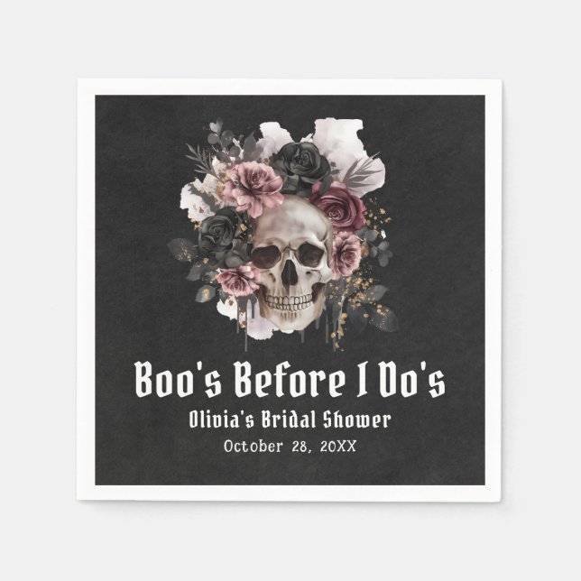 Halloween Skull Boo's Before I Do's Bridal Shower Napkin (Front)