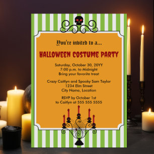 Halloween Skull Candelabra Costume Party Invitation
