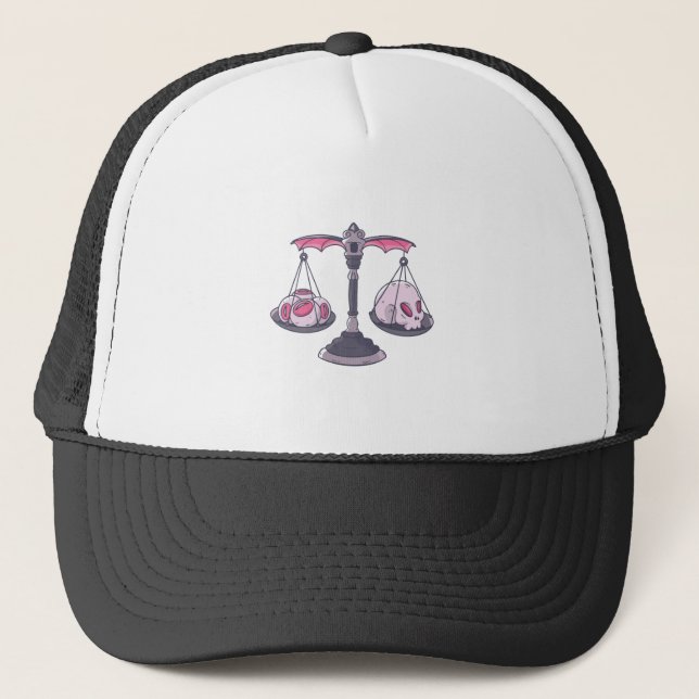 Halloween Skull Cartoon Design Trucker Hat (Front)