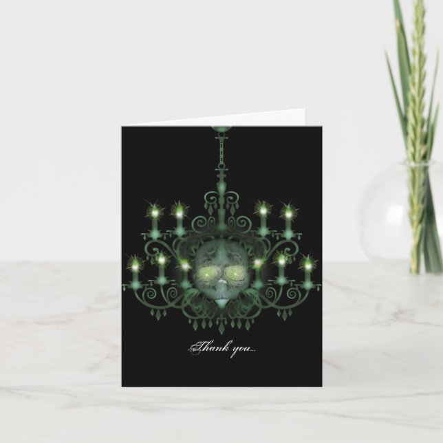 Halloween Skull Chandelier Wedding Card (Front)