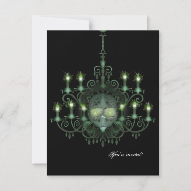 Halloween Skull Chandelier Wedding Invitation (Front)