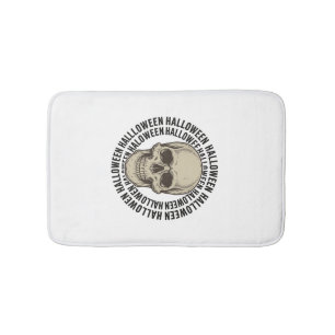 Halloween Skull Circle Vintage Engraving Design_1 Bath Mat