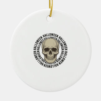 Halloween Skull Circle Vintage Engraving Design_1 Ceramic Tree Decoration
