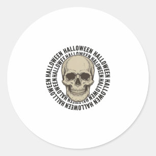 Halloween Skull Circle Vintage Engraving Design_1 Classic Round Sticker