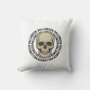 Halloween Skull Circle Vintage Engraving Design_1 Cushion