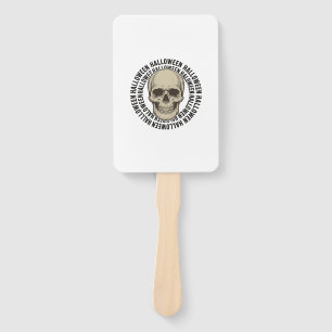 Halloween Skull Circle Vintage Engraving Design_1 Hand Fan