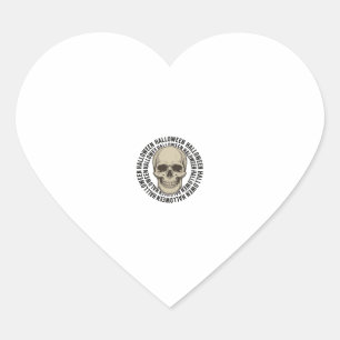 Halloween Skull Circle Vintage Engraving Design_1 Heart Sticker