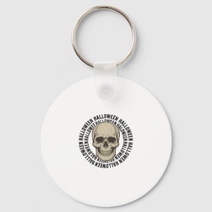 Halloween Skull Circle Vintage Engraving Design_1 Key Ring