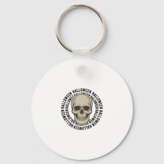 Halloween Skull Circle Vintage Engraving Design_1 Key Ring