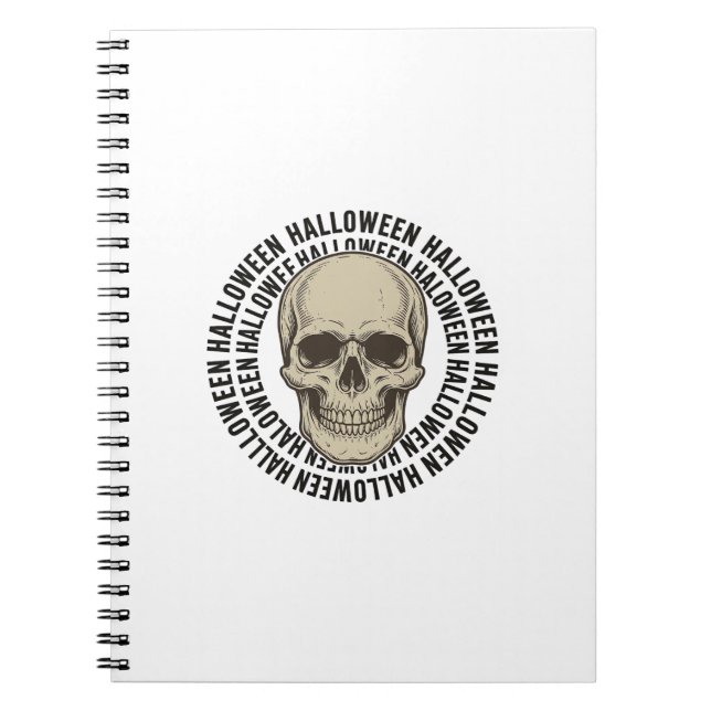 Halloween Skull Circle Vintage Engraving Design_1 Notebook (Front)