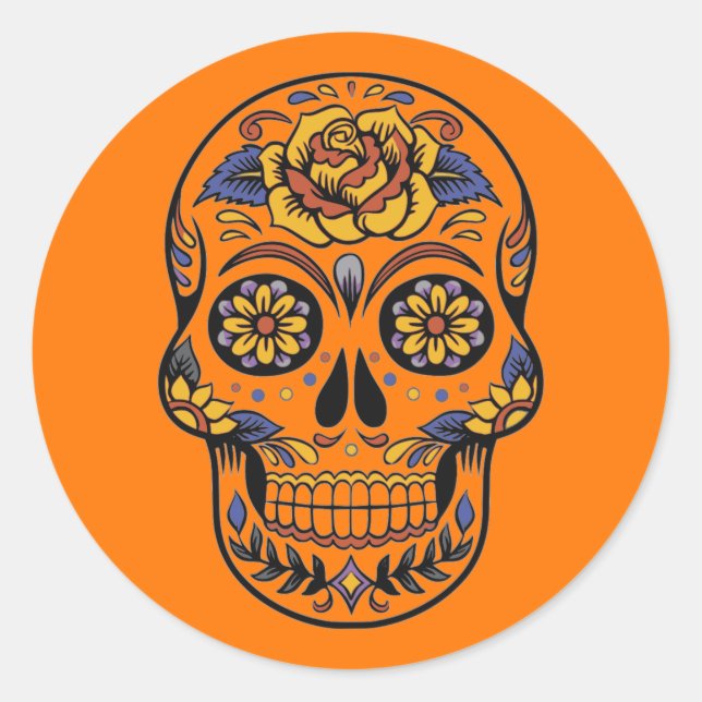Halloween Skull Classic Round Sticker (Front)