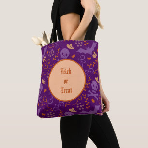 Halloween Skull, Crossbones, Bats, Ghosts Tote Bag