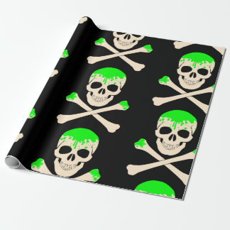 halloween skull crossbones slime skeleton wrapping paper