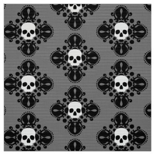 Halloween skull damask pattern fabric
