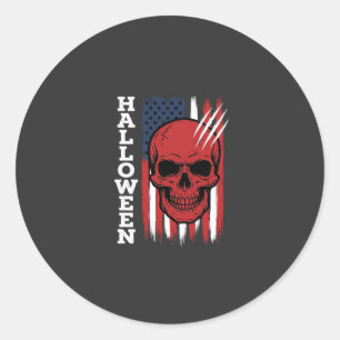 Halloween Skull Flag Vector Design_1 Classic Round Sticker
