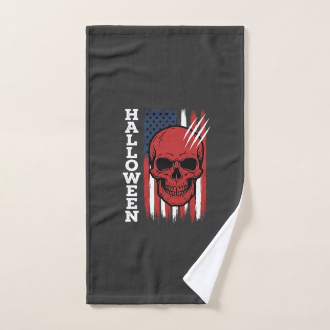 Halloween Skull Flag Vector Design_1 Hand Towel (Hand Towel)
