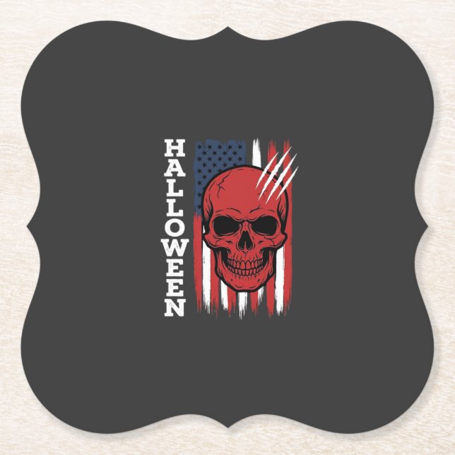 Halloween Skull Flag Vector Design_1 Paper Coaster (Front)
