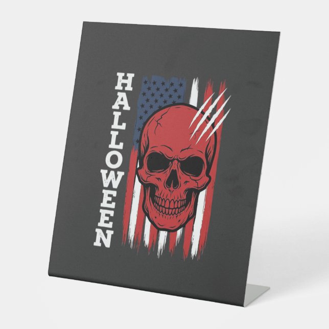 Halloween Skull Flag Vector Design_1 Pedestal Sign (Front)