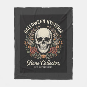 Halloween Skull Floral Bone Collector Design_1 Fleece Blanket