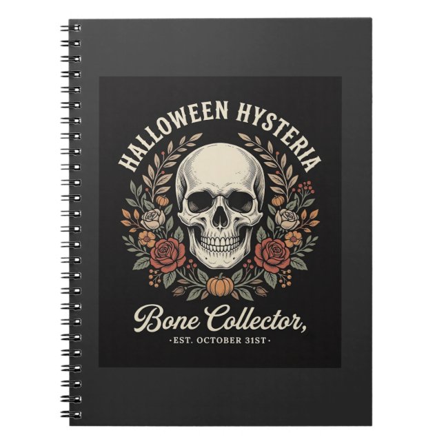 Halloween Skull Floral Bone Collector Design_1 Notebook (Front)