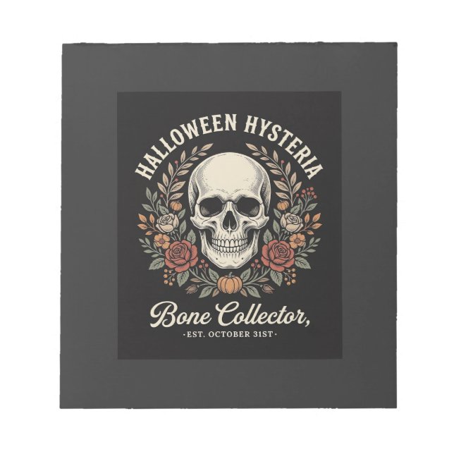 Halloween Skull Floral Bone Collector Design_1 Notepad (Front)