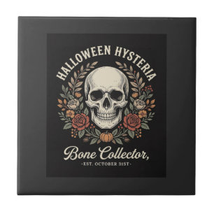 Halloween Skull Floral Bone Collector Design_1 Tile