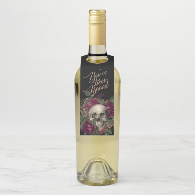 Halloween, Skull, Gothic Halloween, Party supplies Bottle Tag (On Bottle)